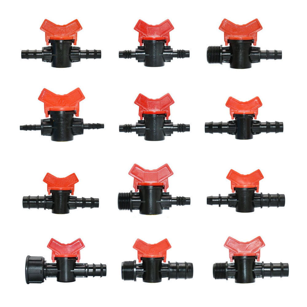 Katup Mini Berulir untuk Selang 4/8/10/12/16/20/25mm, Konektor Selang dengan Ulir 1/2 3/4 Inci untuk