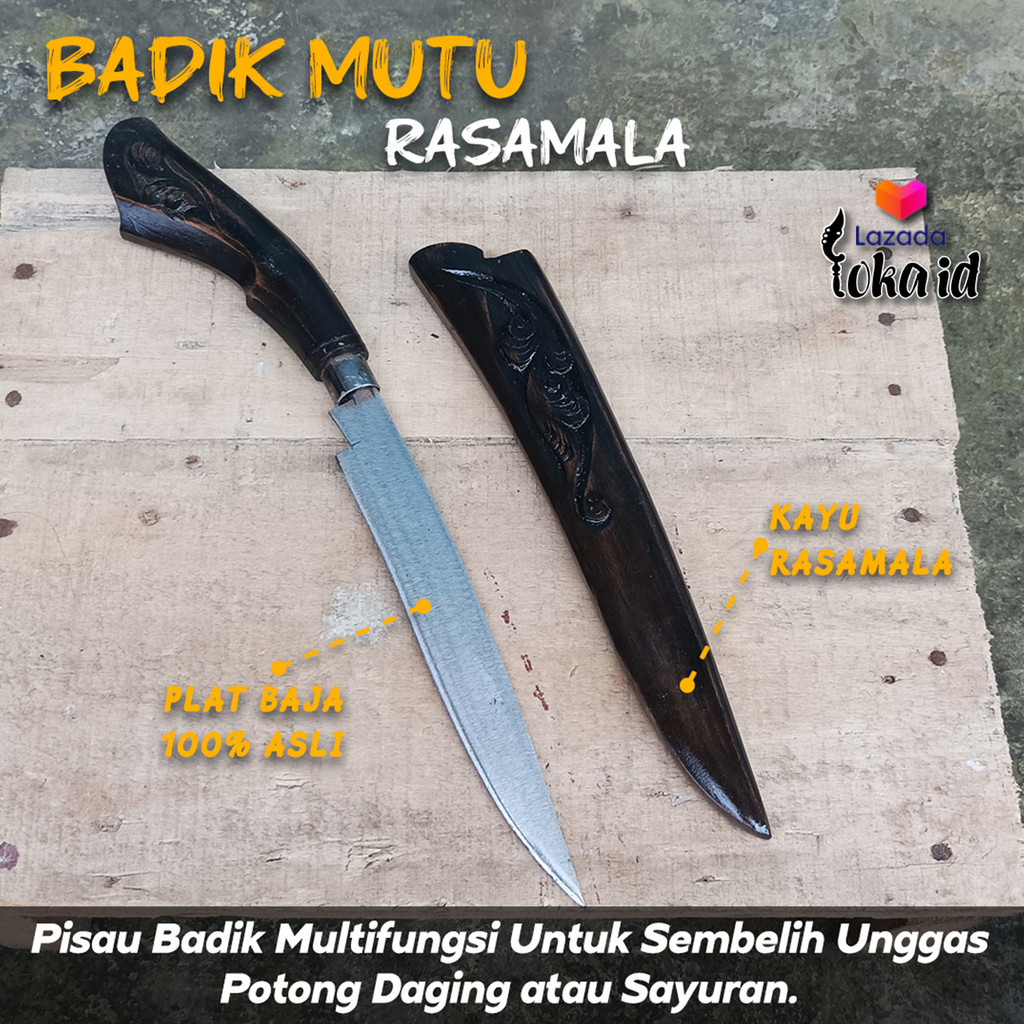 Pisau Badik Ukir Pendek Pisau Baja Sembelih Rasamala
