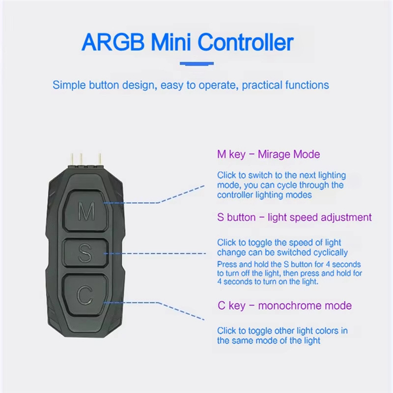 NewARGB Controller 5V 3Pin To SATA Power Supply RGB Controller 3PIN Hub For Computer CPU Case Fan LE