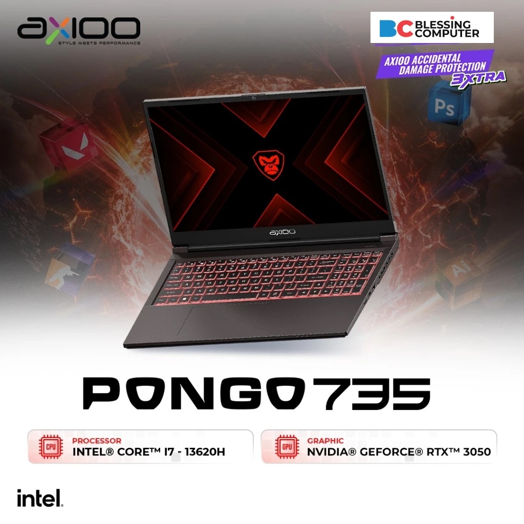 AXIOO PONGO 735  Core i7 13620H 16GB 512GB 3050 DOS Black