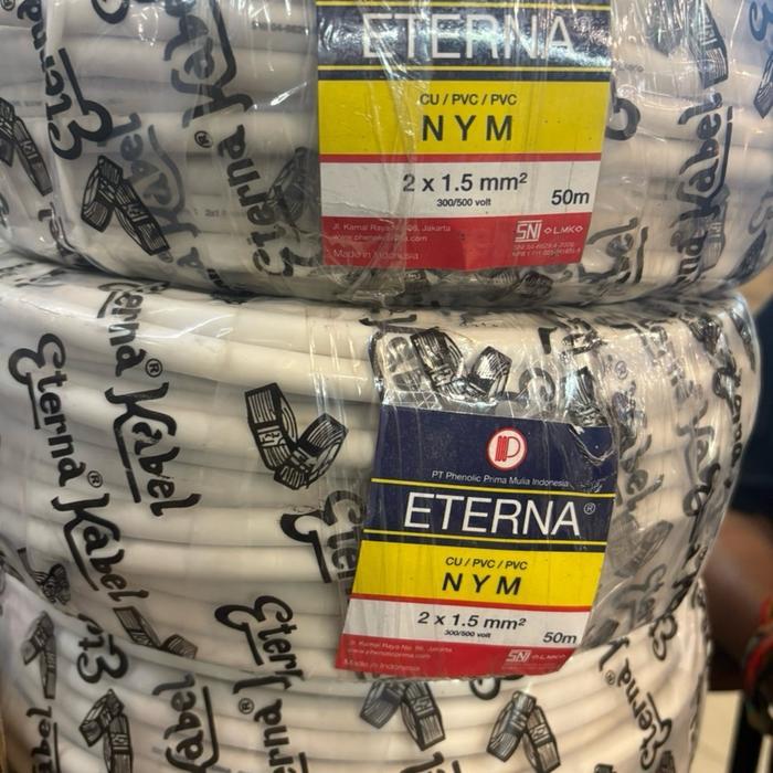 KABEL ETERNA 2x1.5mm / ETERNA 2 X 1.5 MM (1 ROLL=50meter) nym 2x1,5mm eterna - Putih