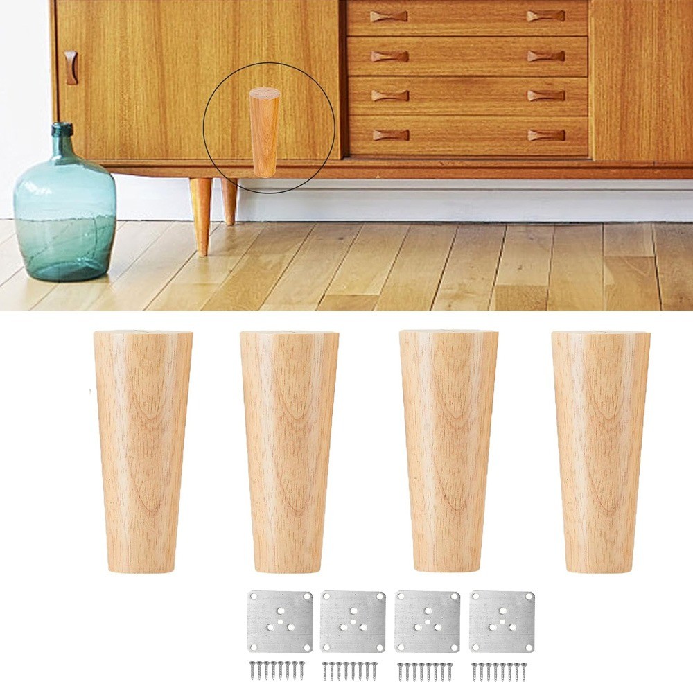 Kaki Furnitur Kayu Alami Bulat untuk Sofa, Kaki Pengganti untuk Kursi, Tempat Tidur, Lemari, Kabinet