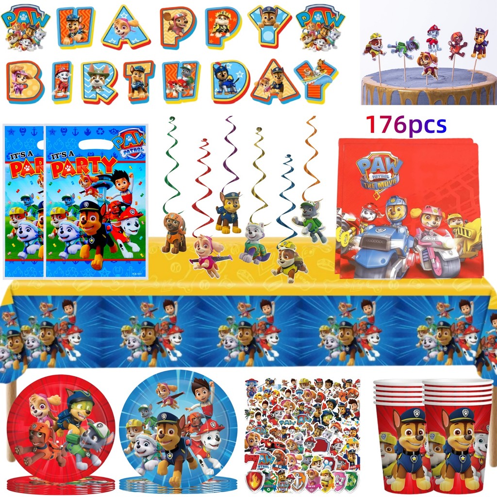 Paw Patrol Birthday Party Set Paw Patrol Birthday Cutlery Tablecloth Plate Cup Bags Baby Shower Paw 