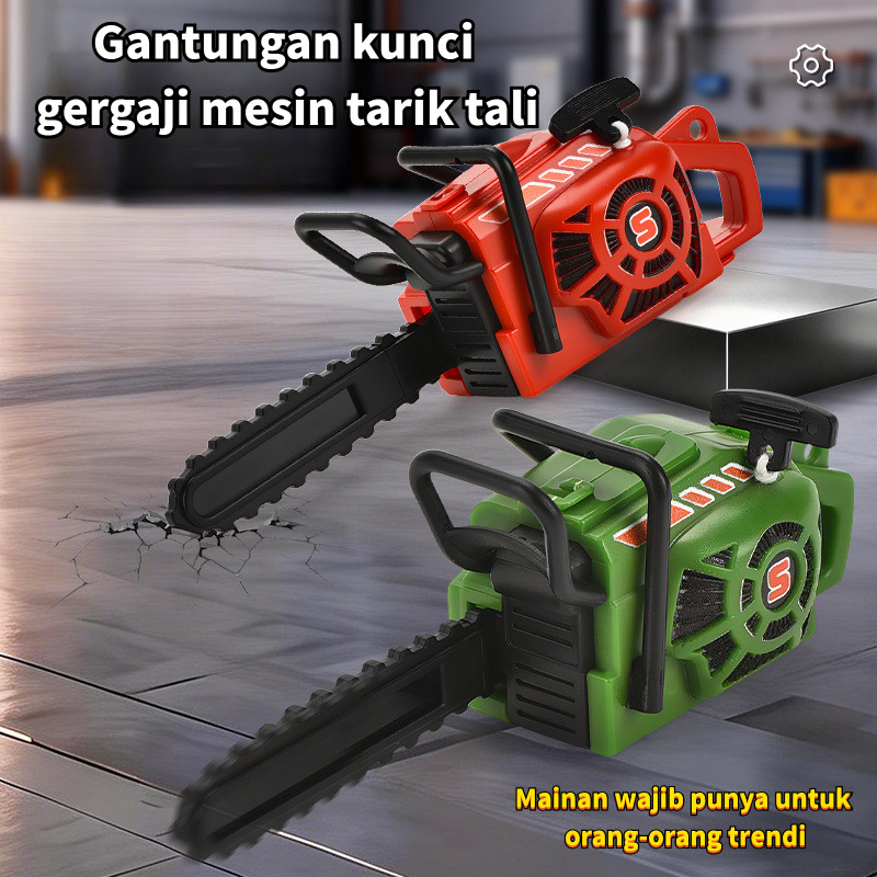 Gantungan kunci gergaji mesin dengan tali tarik/mainan gergaji mesin genggam realistis/mainan anak
