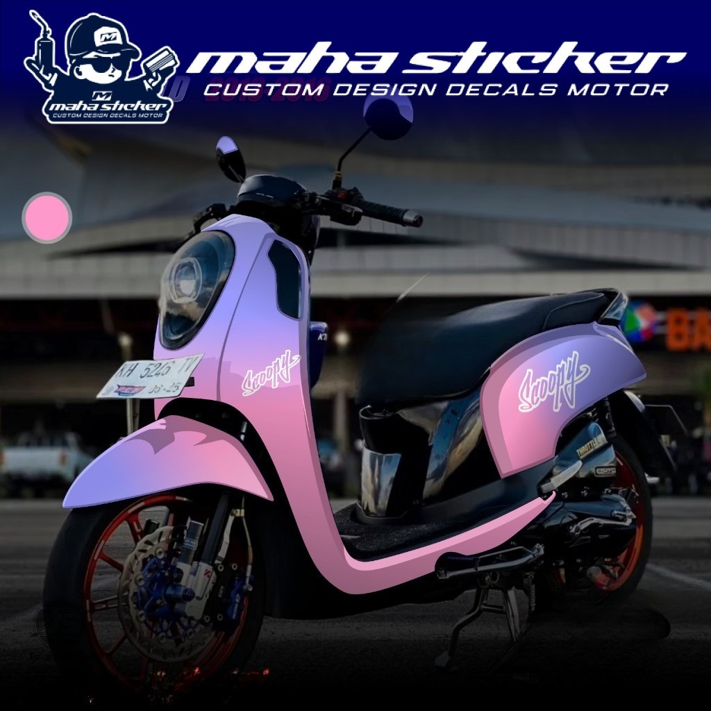 Decal matic Sticker Scoopy Fi Old 2013 2014 2015 2016 Fullbody Desain Gradasi Warna Polos Lembayung 