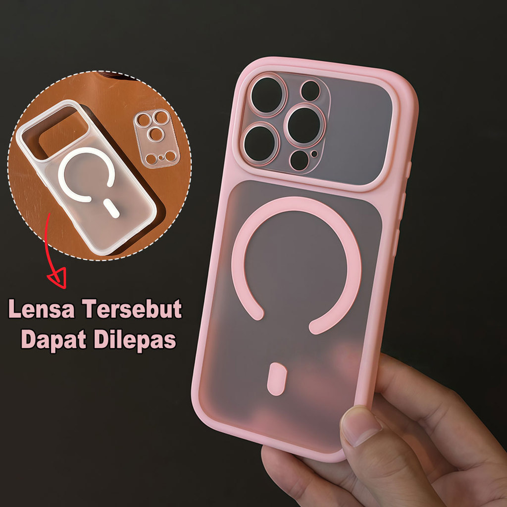 [ Tembus Cahaya Lensa yang Dapat Dilepas] Premium Anti-fouling Pink Softcase Lens Protection Casing 