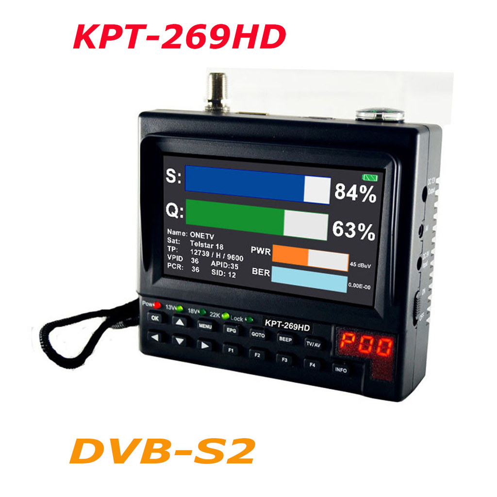 Satellite Finder Meter KPT- 269HD DVB-S2 Satellite Finder H.265 Multifunctional Satellite Finder vs 