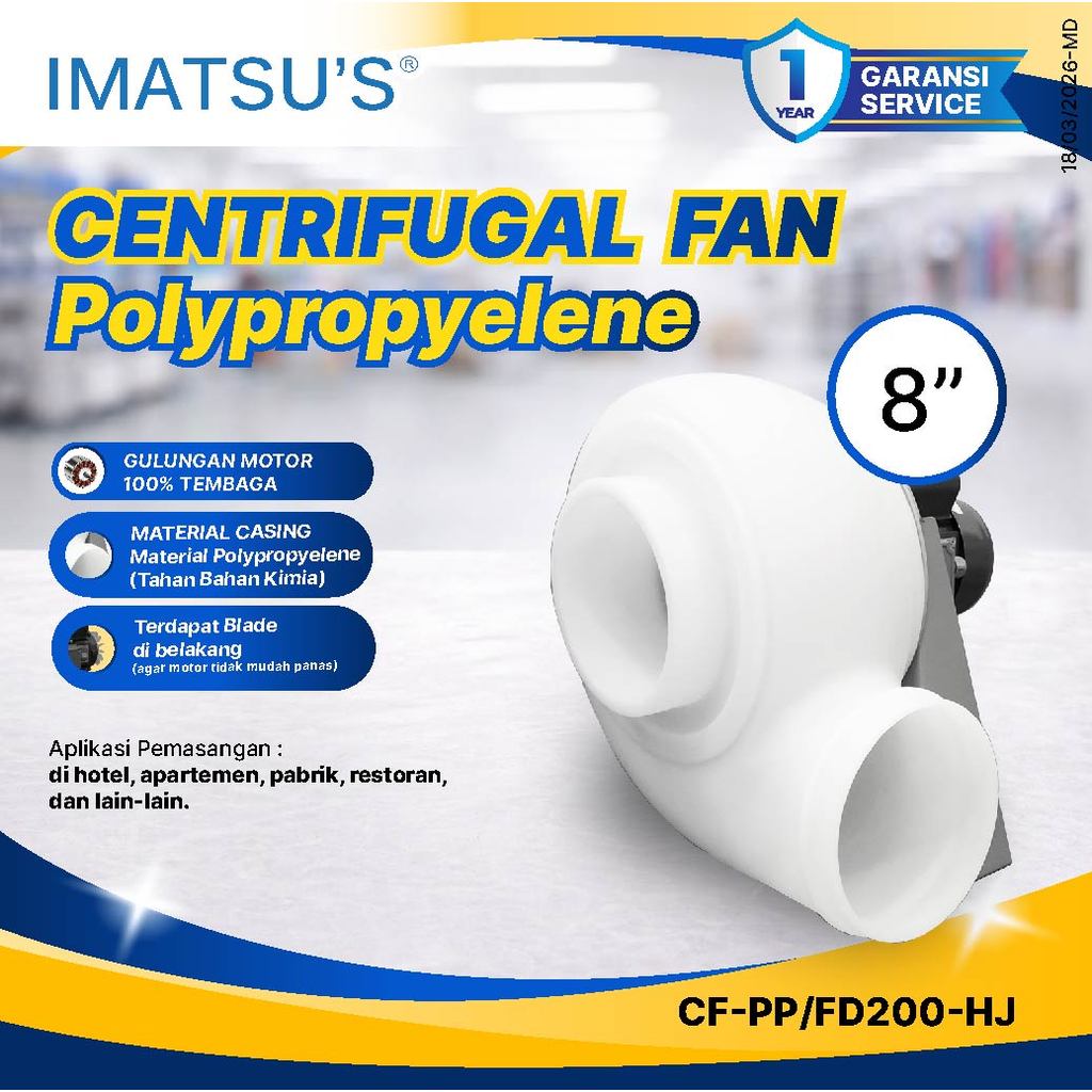 Centrifugal Fan PP Plastik 8" Blower Keong Blower Lemari Asam