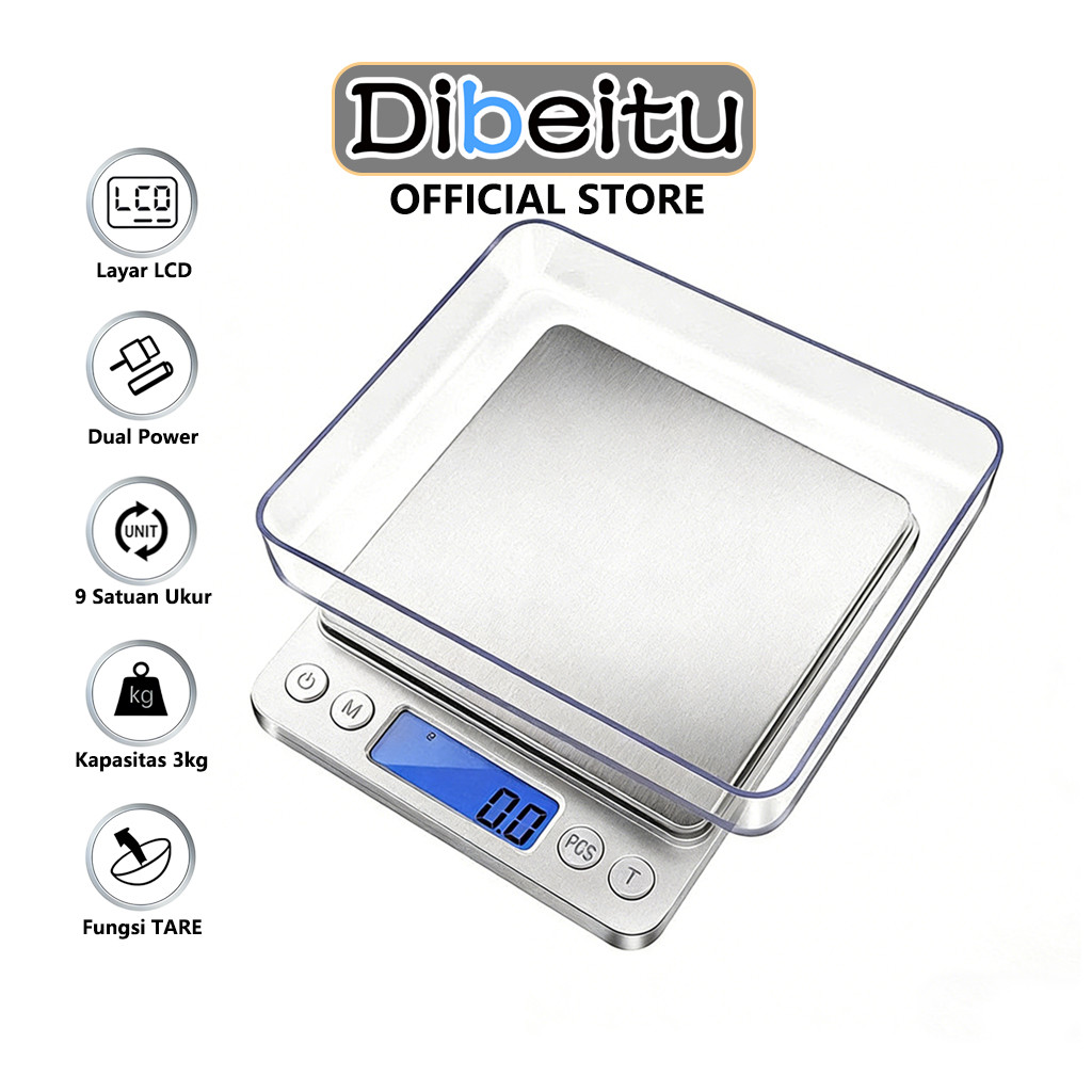 Timbangan Dapur Digital Makanan Portabel 3kg/0.1g Timbangan Elektronik Kecil  Pengisian Daya USB