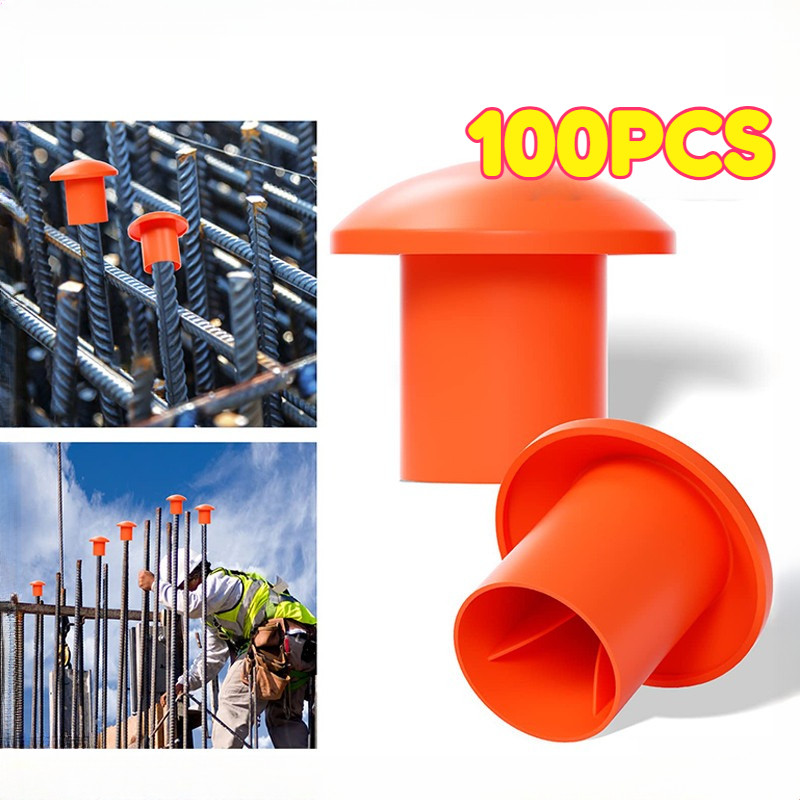 100 PCS Mushroom Rebar Cap Plastic Safety Caps Rebar Caps Untuk Rebar 8 Hingga 38mm