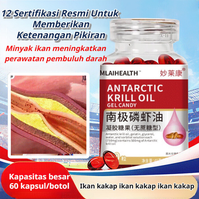 [Meningkatkan Kesehatan Jantung] 60 Kapsul Minyak Krill Antartika /Minyak Ikan Krill Diimpor Dari No