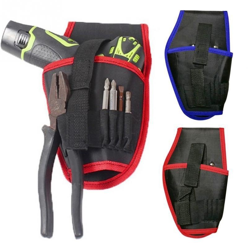[ORIGINAL QUALITY] TAS PINGGANG PERKAKAS MESIN BOR BAG FANNY PACK (BLACK/RED) | E1
