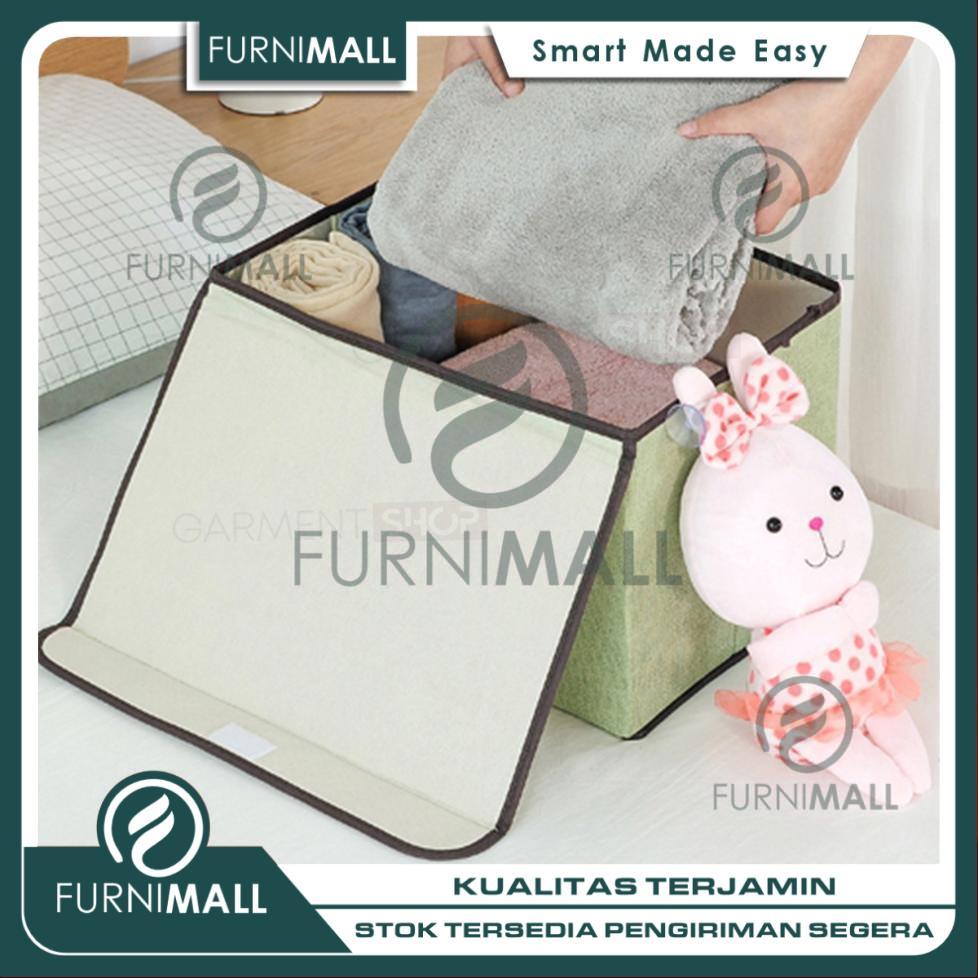 FURNIMALL Storage Box Baju 2in1 Dengan Tutup Organizer Selimut Mainan Lipat Hemat Ruang Untuk Kamar 