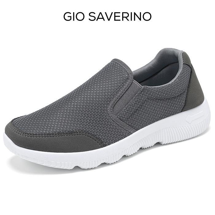 Sepatu Pria Gio Saverino Slip On Sneakers Tanpa Tali Pria - BLACK, 39