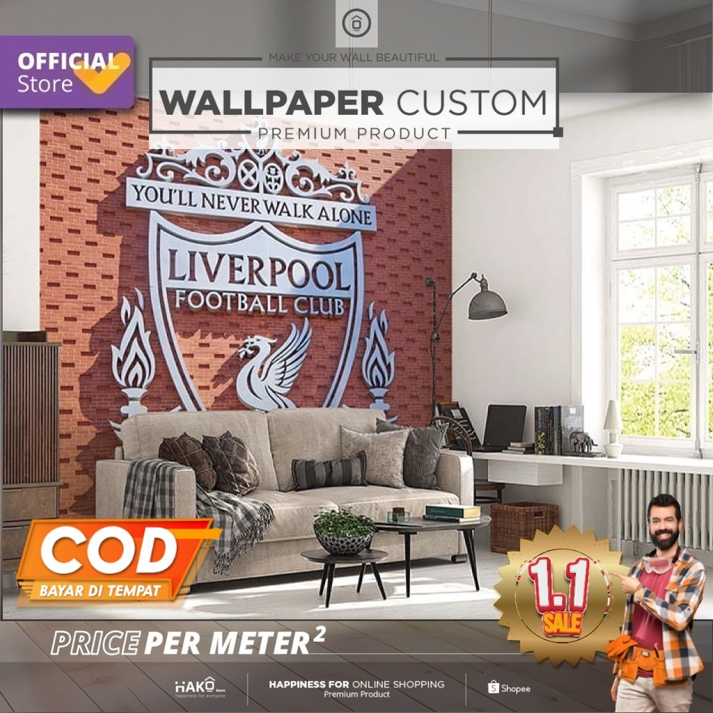 Wallpaper Custom Ruang Tamu | Gambar Sepak Bola dan Pemain Bola 1.1 | Sport | Wall Sticker | Wall Ba