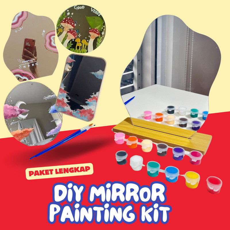 TERLARIS DIY Mirror Painting Kit | Kaca Lukis Estetik Aesthetic | Cermin Lucu Cat | Pajangan Kamar