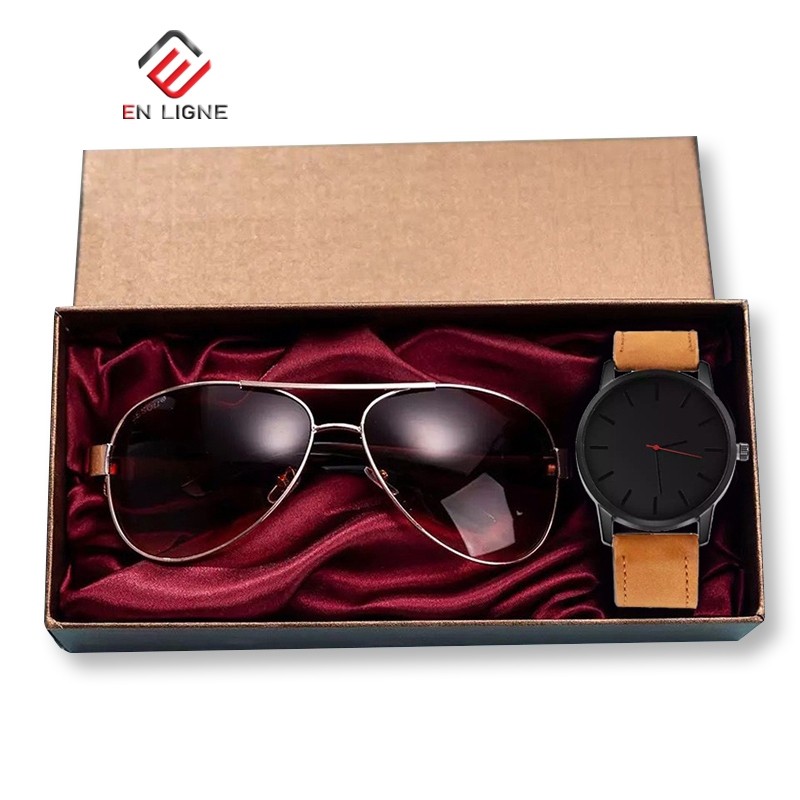 EN LIGNE - Jam Tangan Pria SET KACAMATA - Jam Tangan Pria Analog Quartz  EL419