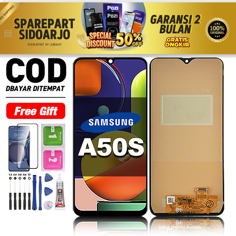 LCD Samsung A50S Fullset hp layar Touchscreen untuk Glass Touch Screen Digitizer COD -original free 