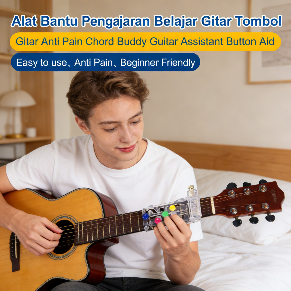 Guitar Assistant Button Aid Chord Buddy Anti Pain Tombol Alat Belajar Pengajaran Gitar