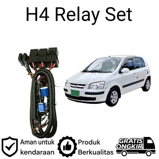 AM Relay Set Lampu Utama LED H4  Mobil Hyundai Getz