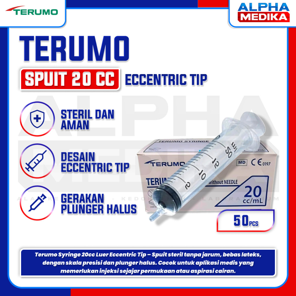 TERUMO - Spuit 20cc Terumo Eccentric Tip Lubang Pinggir / Spuit 20ml Terumo "EC" / Syringe
