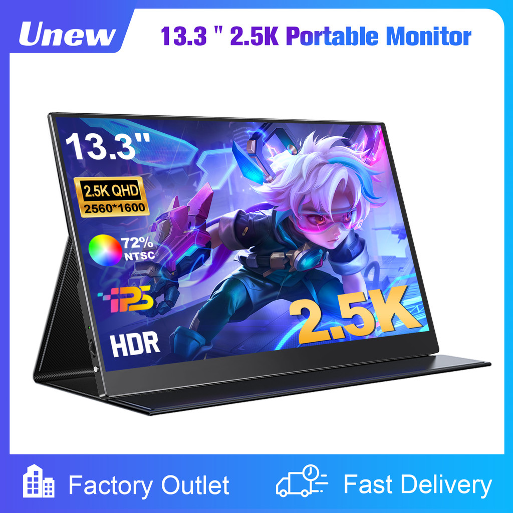 2.5K Portable Monitor 13.3” 2560x1600 External splay 16:10 Second Monitor Screen Type-C HDMI for Xbo
