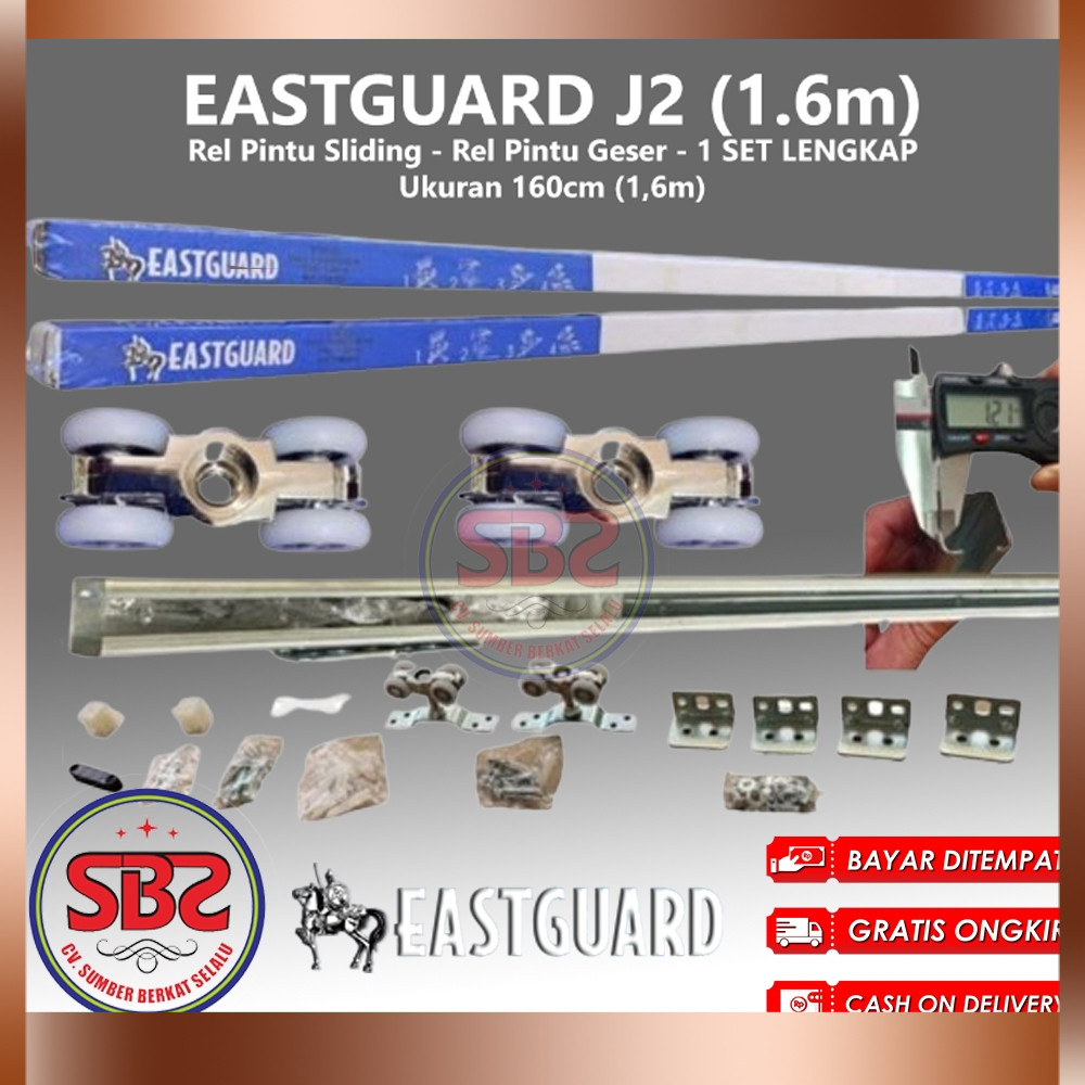 REL SLIDING J2 EASTGUARD - Rel Pintu Dorong - Sliding Rail Galvanis - Sliding Track - Rel Pintu 1.6m