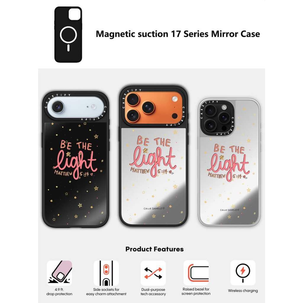 CASECASE X Jadilah Case cahaya Black & Sliver Mirror Magnetic suction iPhone Case Untuk IPhone 17 Ai