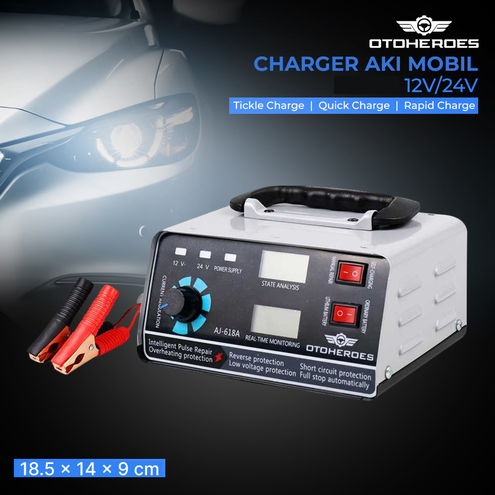 OTOHEROES Charger Aki Mobil Motor Intelligent Battery Charger 12V/24V - AJ-618A - A01