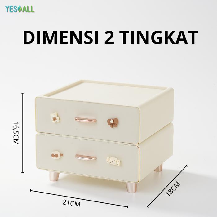 YESALL Rak Susun Serbaguna - Rak Kosmetik Kotak Penyimpanan Rak Skincare Rak Serbaguna Tempat Make U