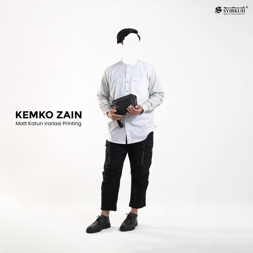 Kemeja Koko Pria Lengan Panjang Dewasa Katun Printing Motif Lengan  Kemko Muslim Premium Zain SYIRKU