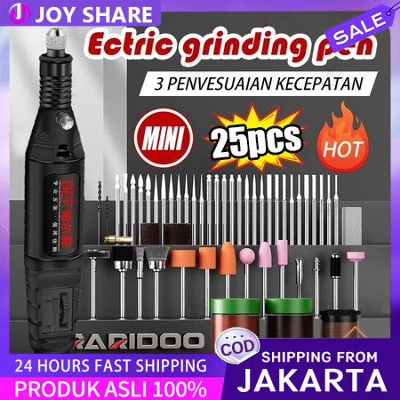 Bor listrik mini 12V DC 18000 RPM Grinder Mini Listrik set lengkap Drill 25pcs Electric Engraver Gri
