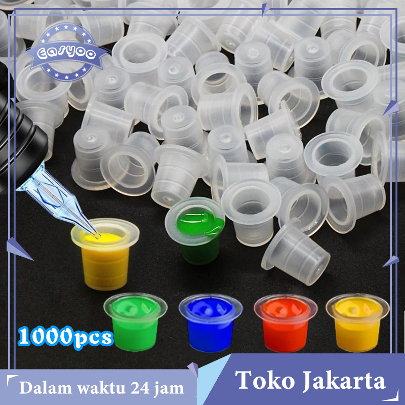 Tempat Tinta Tato 1000pcs Tattoo Ink Cup Set Bening Jernih Wadah Tempat Tinta Tattoo