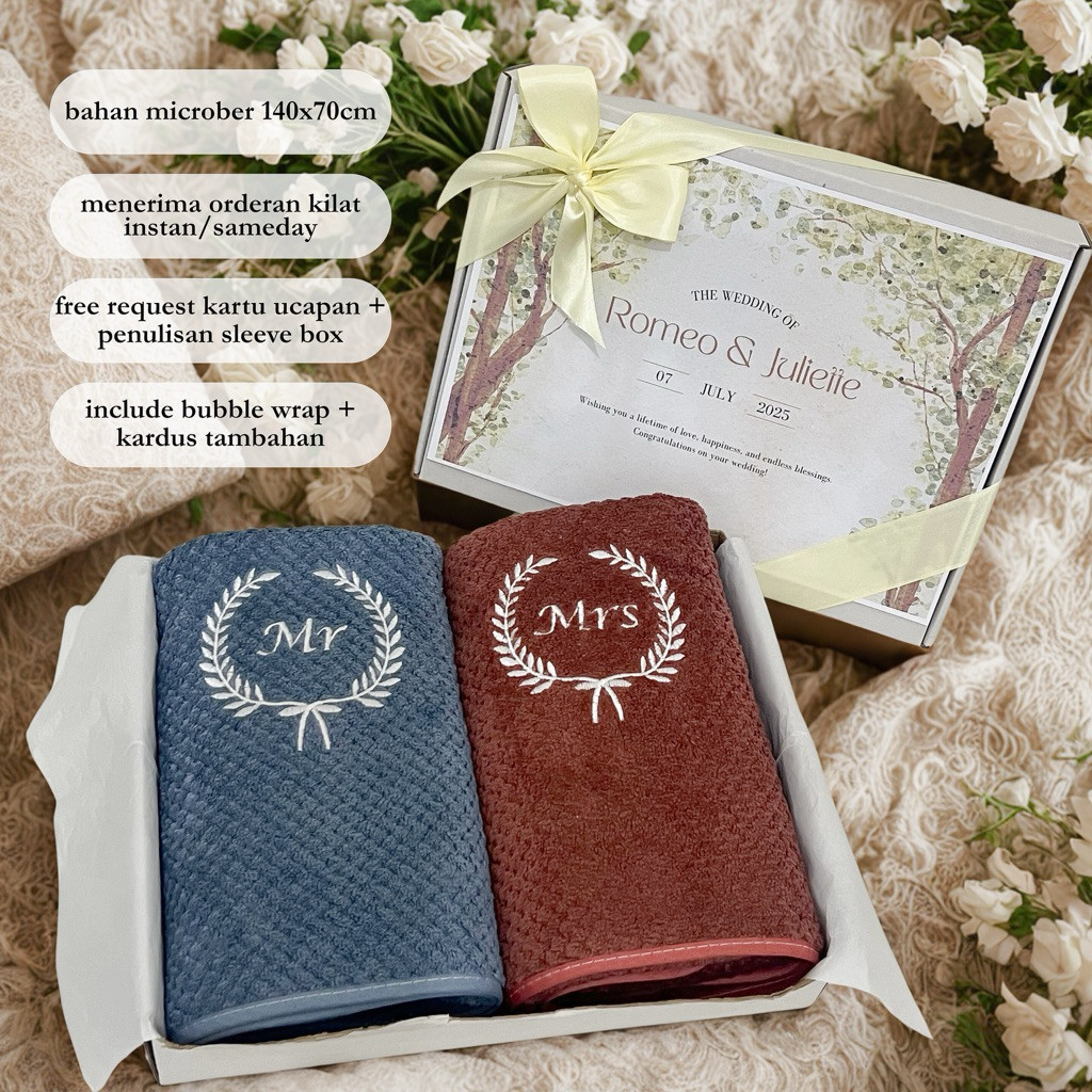Handuk Couple Pernikahan Wedding Hampers Gift Set Box Handuk Kado Pernikahan Wedding Gift