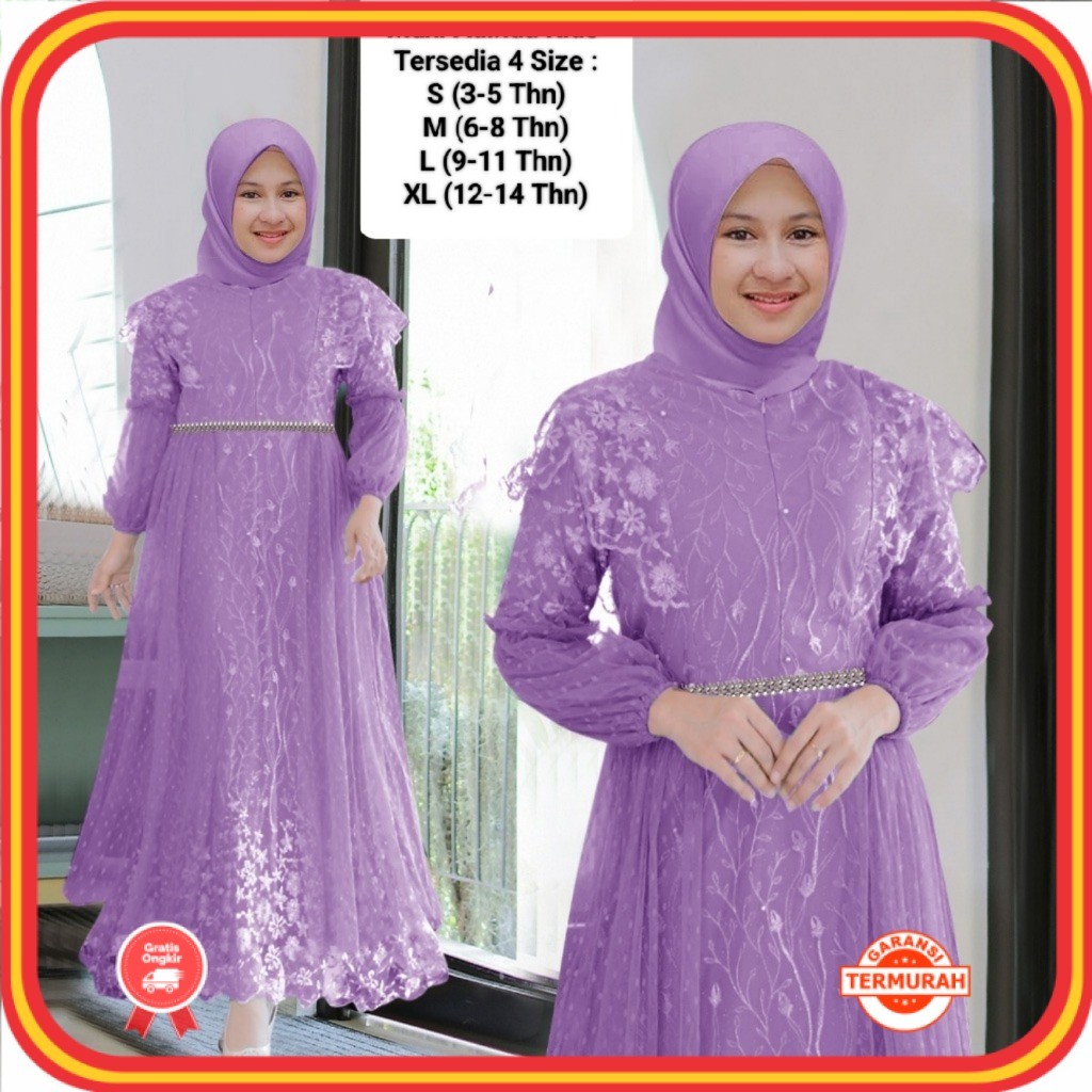 Pakaian Muslim Anak Perempuan Remaja Abg Terbaru/Maxi Adinda Kids 3-14 Tahun Matt Full BrokatMutiara