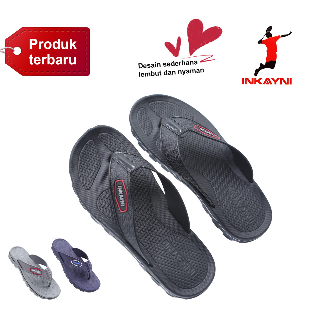 Inkayni Sandal Jepit Karet Pria Anti Slip Sandal Pria Slop Karet Empuk Sandal Jepit  Pria Kekinian E