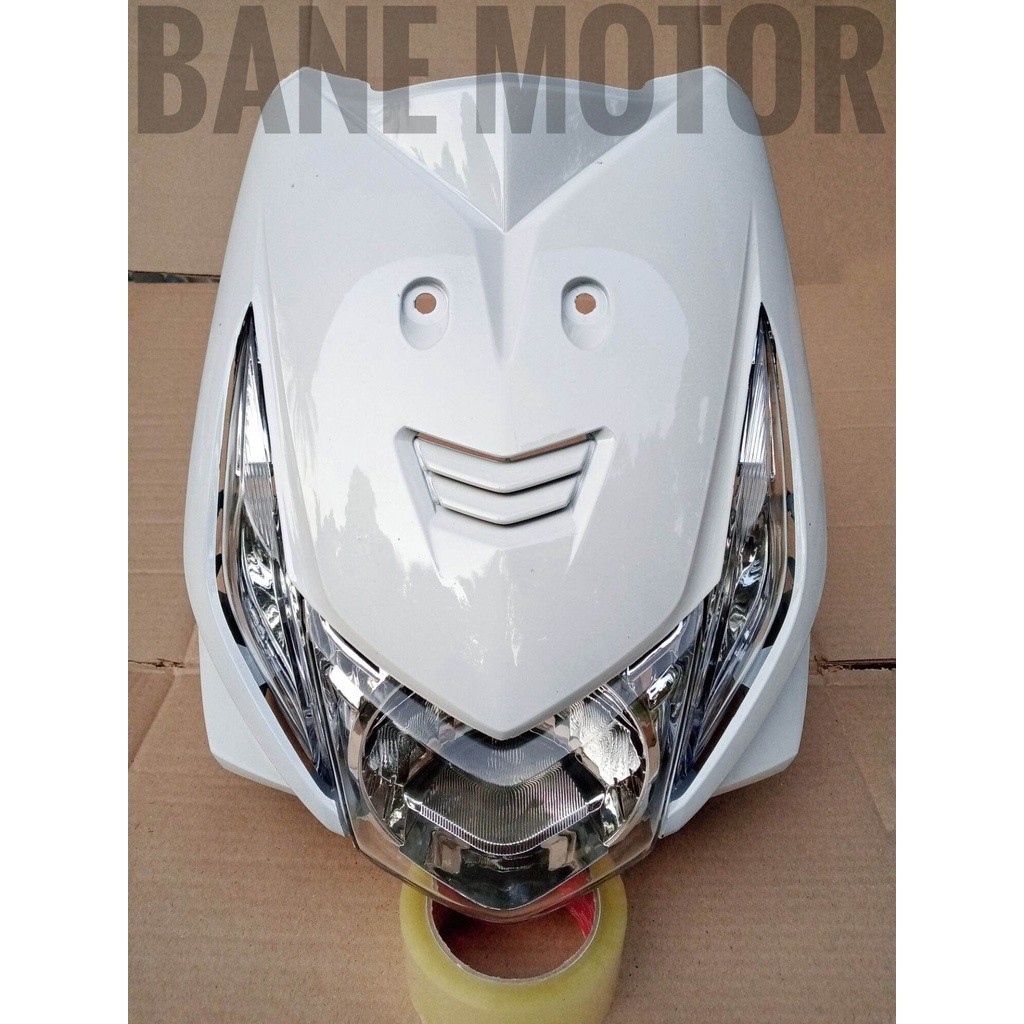 Cover tameng beat karbu fullset putih berikut lampu depan dan sein termurah stara original