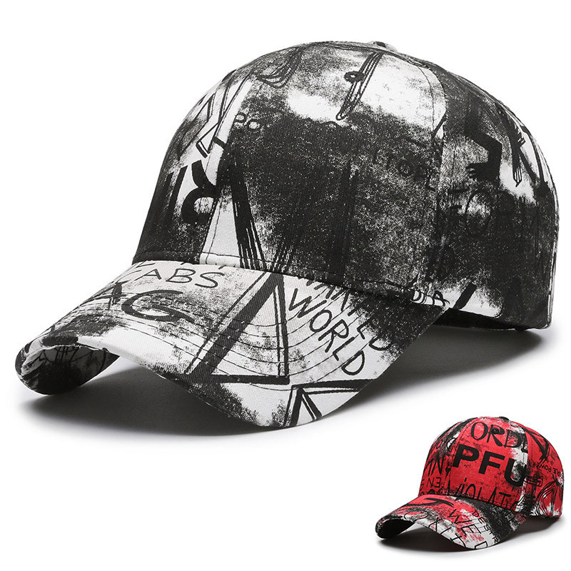 [Saror]Tren Fashion Topi Graffiti Topi Baseball Tinta Tie-Dye Santai Pelindung Matahari Topi Duckbil