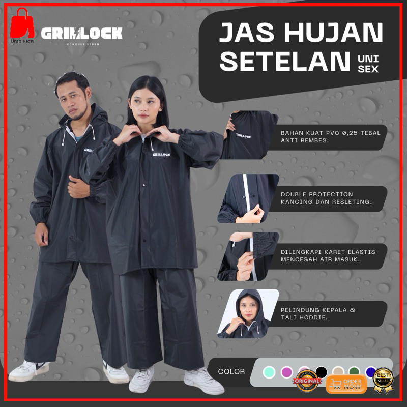 Jas hujan Jas Hujan Pria Wanita Tebal Anti Rembes Mantel Hujan Pria Raincoat Original Ursa Jas hujan