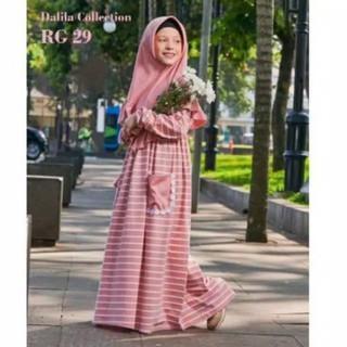 Gamis anak motif garis | Gamis kaos anak Raggakids stripe |Baju muslim Dress - Navy Gamis anak,