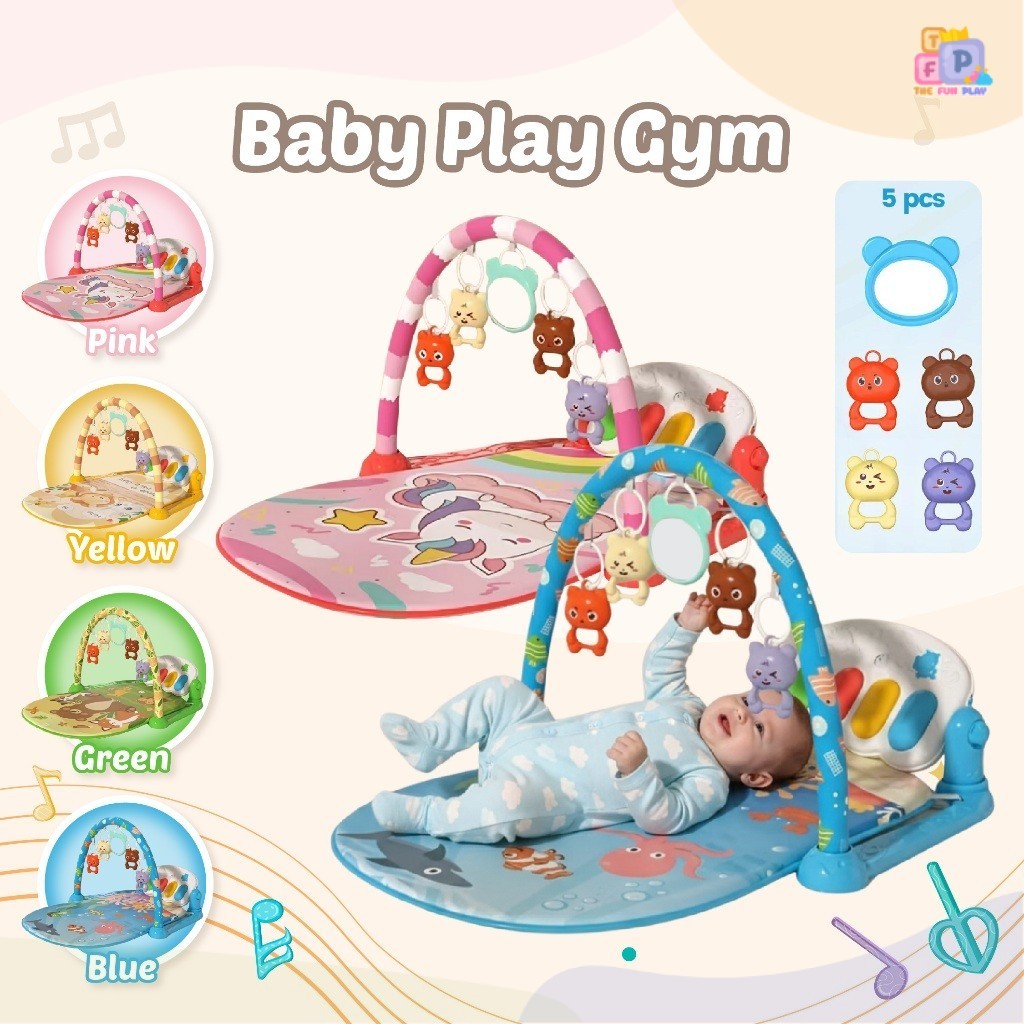 TheFunPlay All in One Baby Piano Gym Mat – Play Gym B Mainan Piano Kaki Bayi Multifungsi 0–12 Bulan