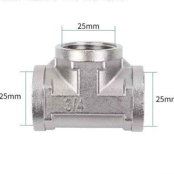 Sambungan pipa kran 3/4 inch stainless sok double nepel elbow tee shower kni knee keni L drat 0.75in