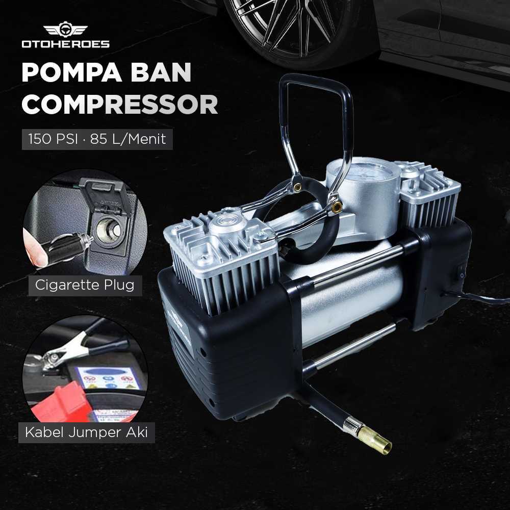 Pompa Ban Mobil Double Cylinder Kompresor Angin Heavy Duty 150 PSI 12V Inflator Ban Truk Bus Mobil M