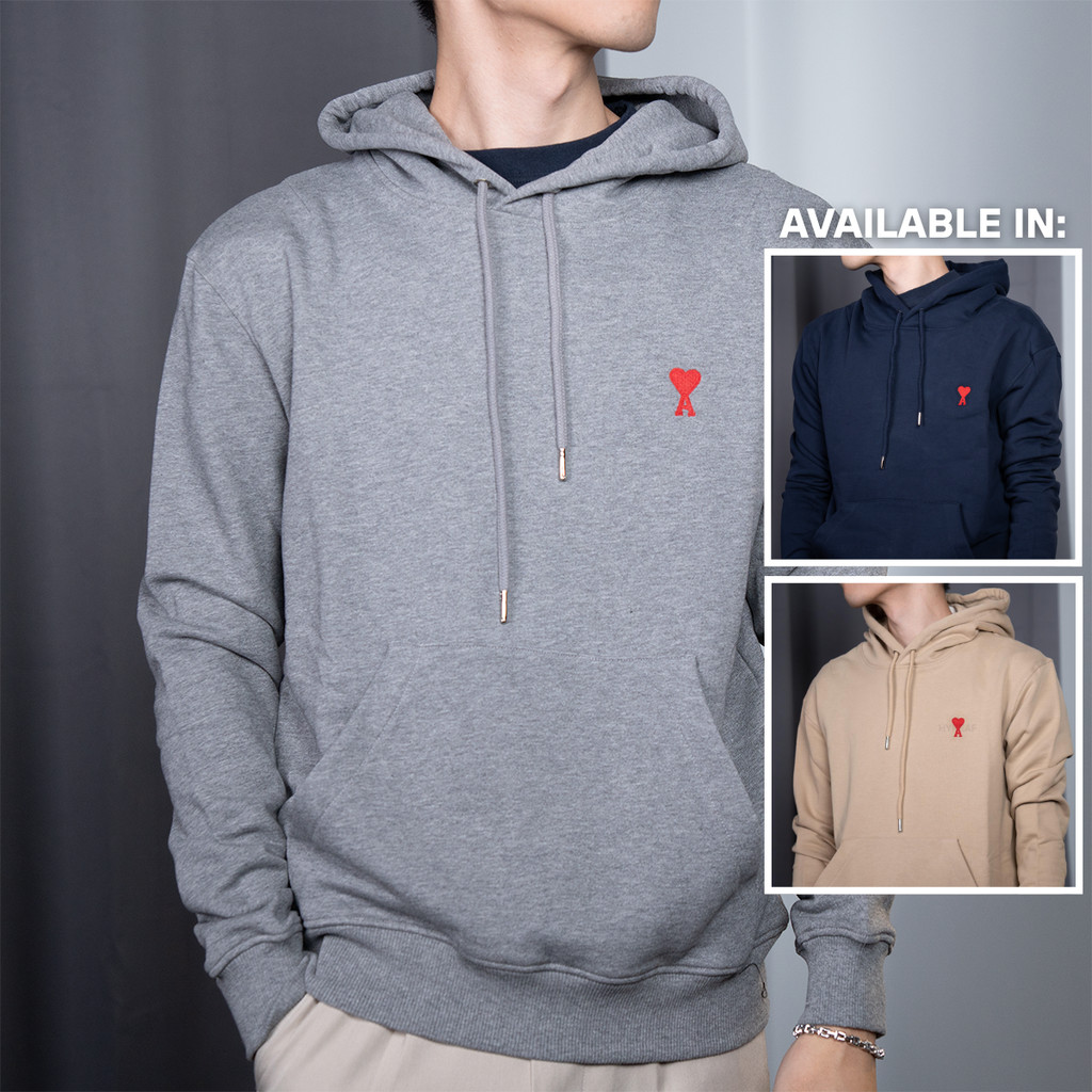 AMI Alexandre Mattiussi Small Red Embroidery Logo Patch Heart Hoodie Original