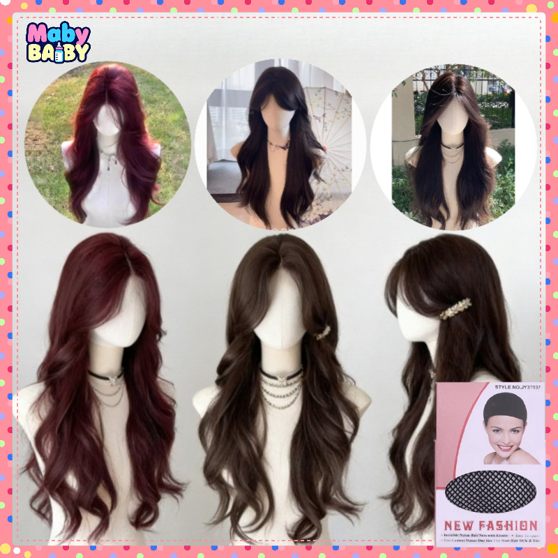 Rambut palsu wanita panjang Wig Korean LAYER WAVE Wig Daily Natural Wanita wik rambut wanita panjang