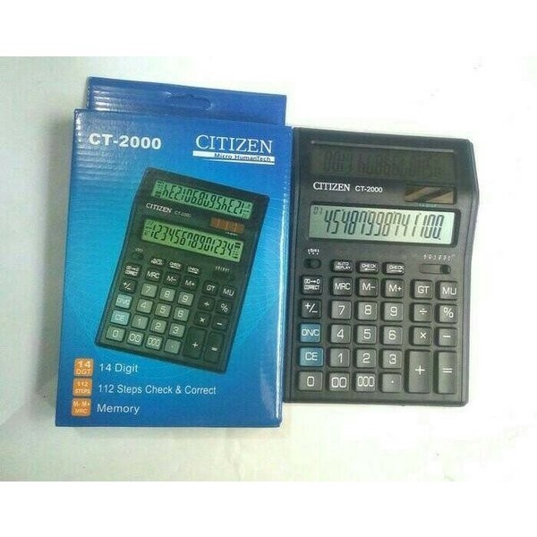 Kalkulator Citizen CT-2000 2 Layar 14 Digit Calculator CT2000 14digit