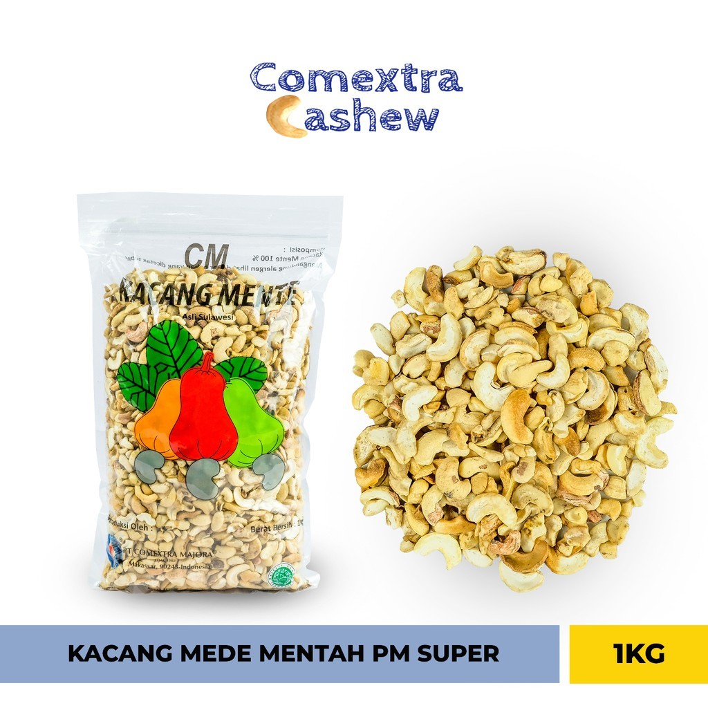 Kacang Mede Comextra Mentah Belah PM Super 1 Kg - Cashew Kacang Mente / Mete Comextra Majora