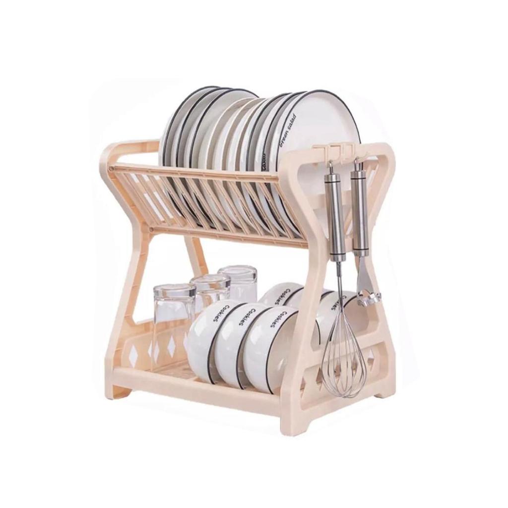 Rak Piring Plastik Dapur 2 Susun Minimalis Fullset serbaguna / Rak Piring 2 Susun / Rak Plastik 2 Su