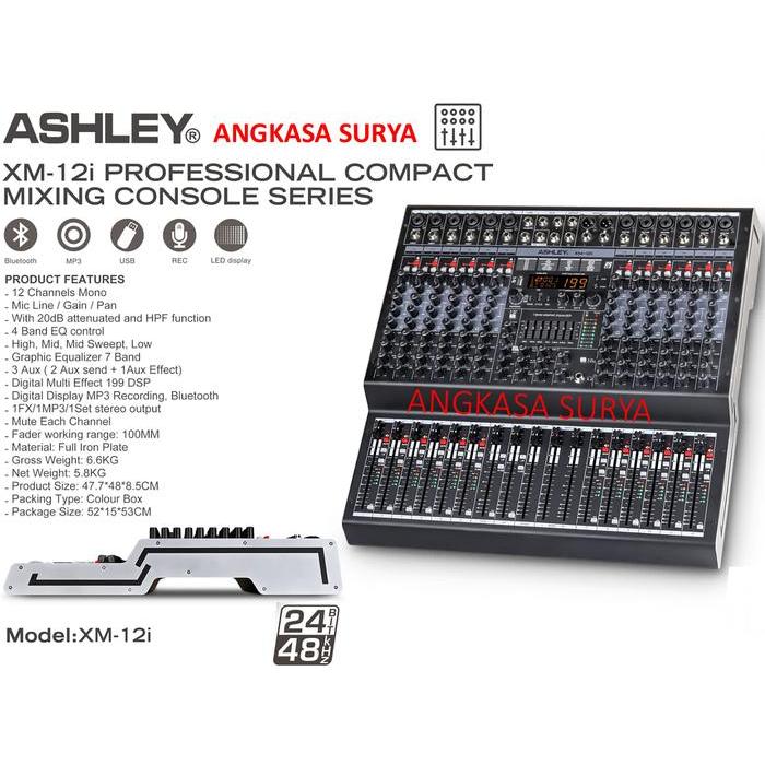 MIXER ASHLEY XM12i ORIGINAL / MIXER AUDIO 12 CHANNEL ASHLEY XM12i Equalizer Iron