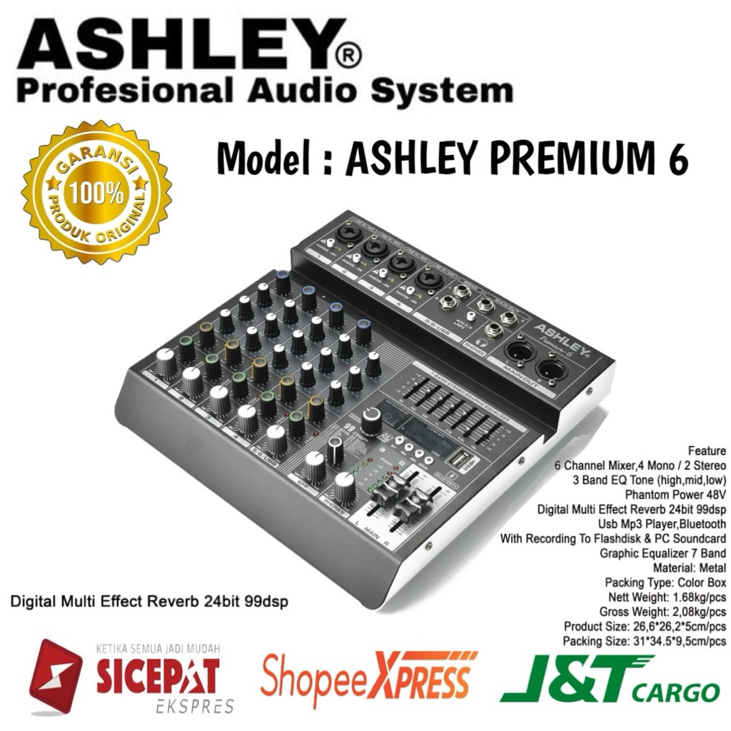 Mixer Ashley Premium 6 Original Mixer ashley 6 Channel Bluetooth usb
